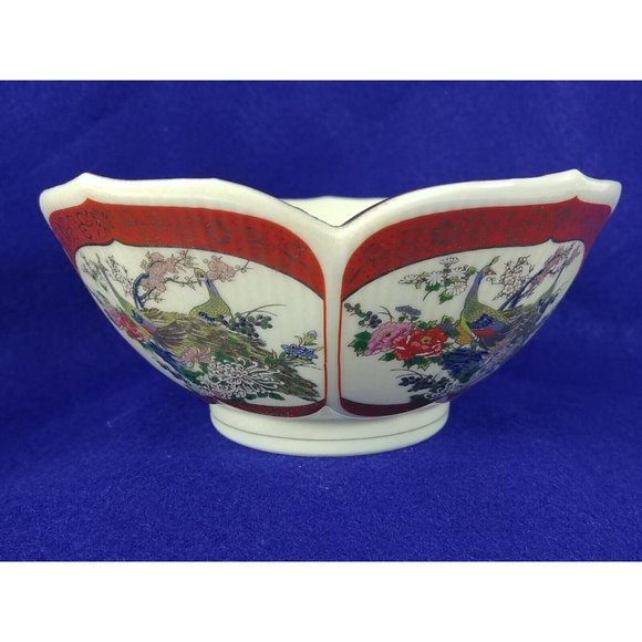 Bowl Satsuma Japan Bottom Stamped Chop Mark Bowl Ornate Floral Peacock - Picture 4 of 8